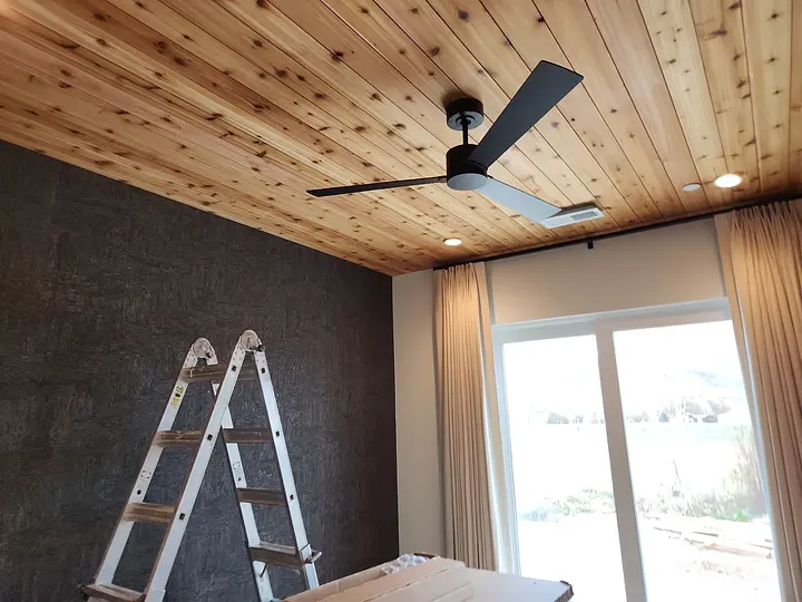 Cedar Plank Ceiling Sunroom