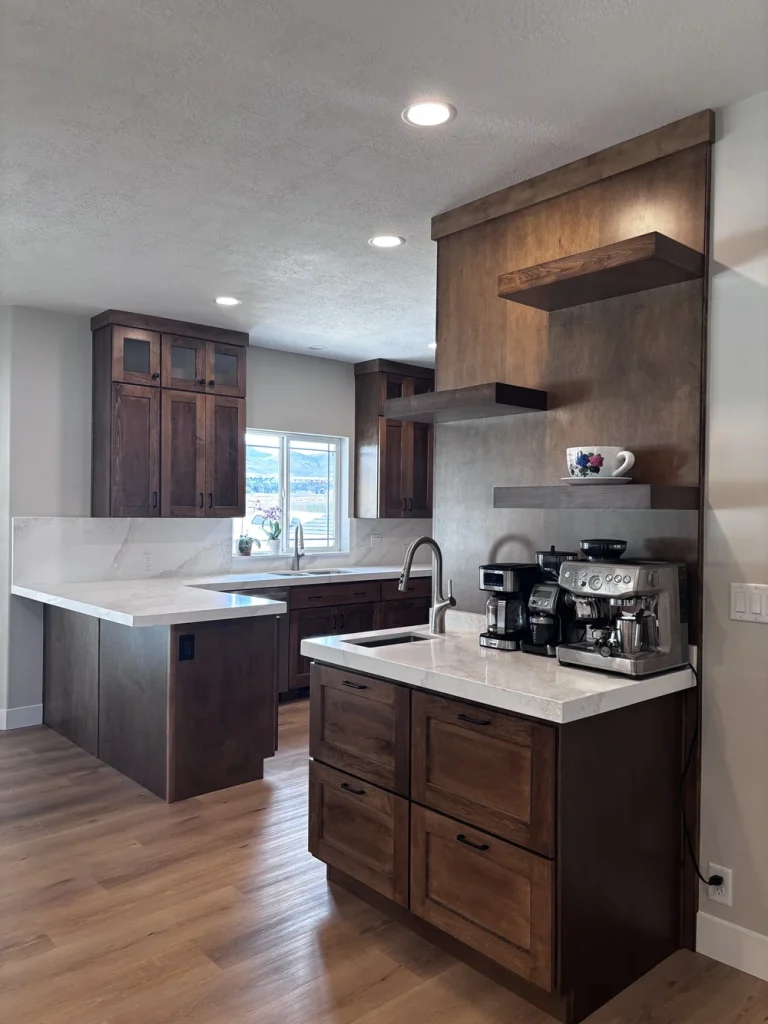 Walnut Shaker Kitchen with Quartz & Coffee Bar photo 1