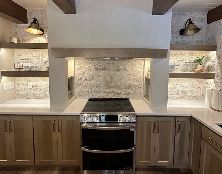 Stacked-Stone Hood & Range Wall