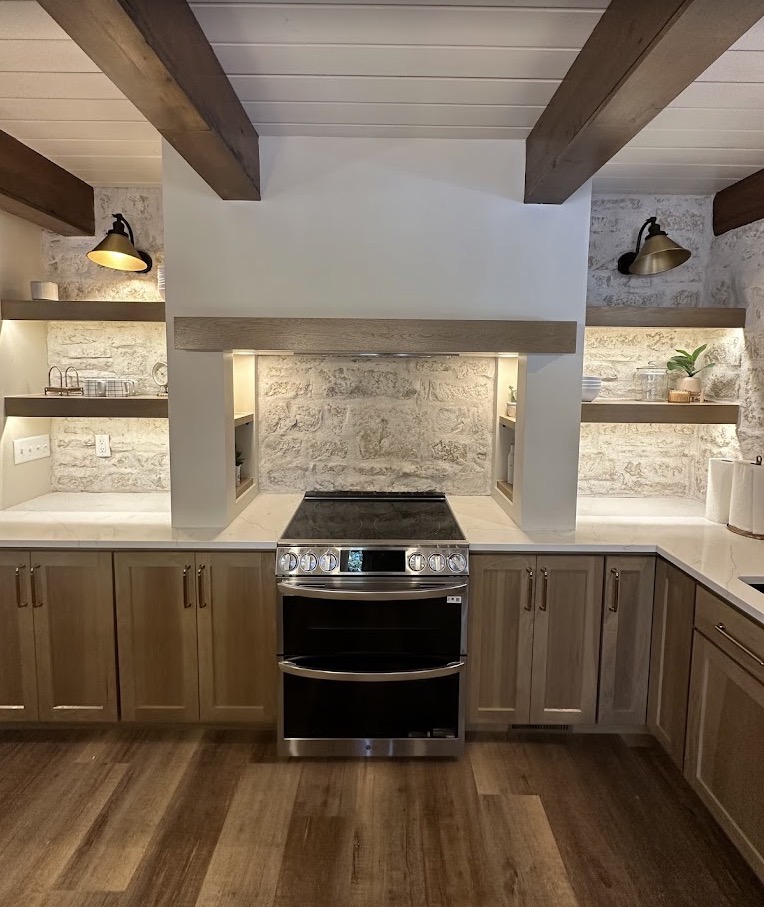 Stacked-Stone Hood & Range Wall