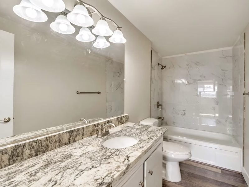 Marble Tile Tub & Vanity Bathroom