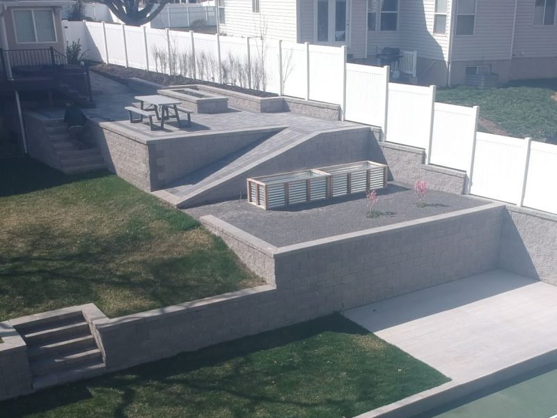 Tiered Backyard Patio & Pool Surround